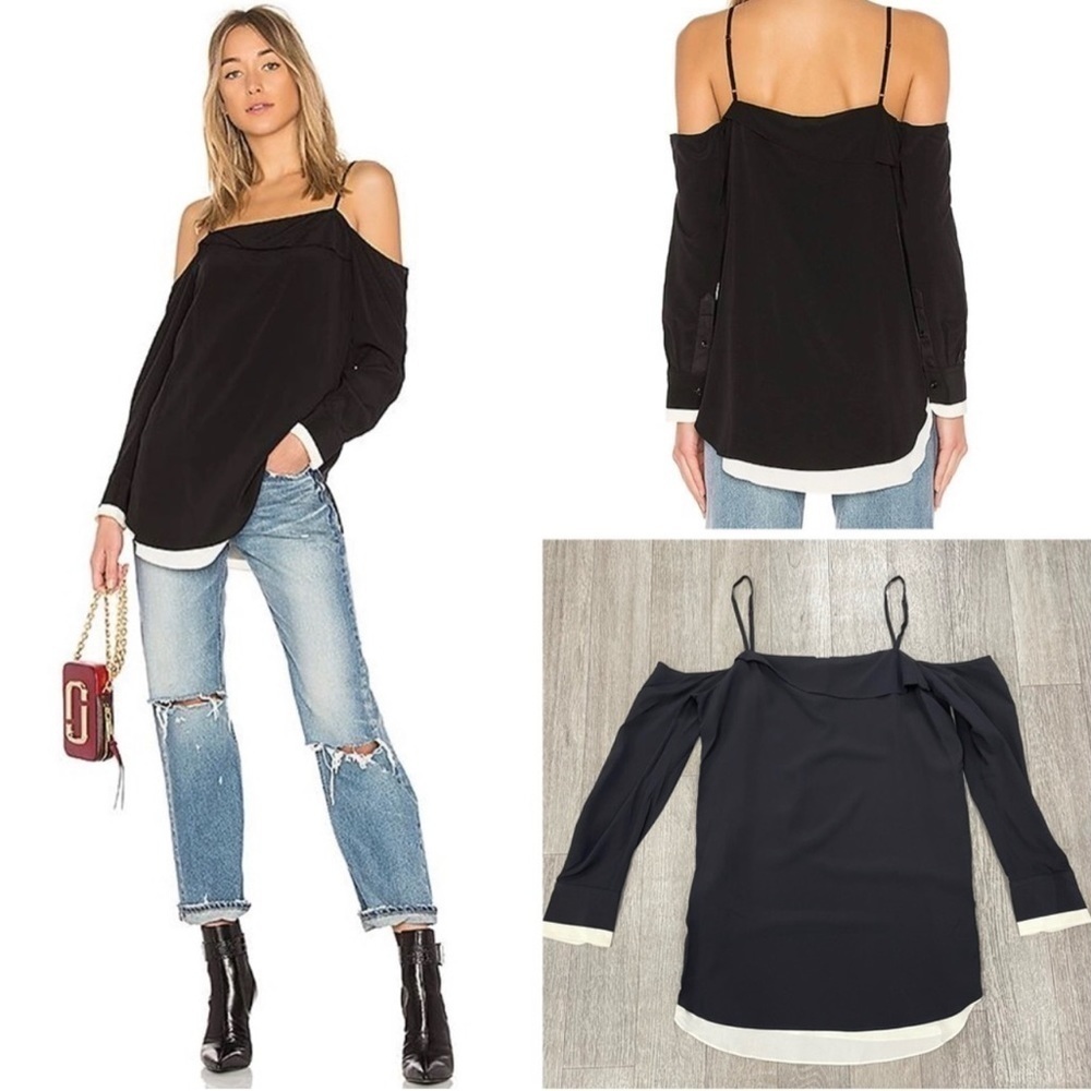 RAG & BONE Karley Cold-Shoulder Long-Sleeve Silk Top